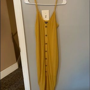 yellow button down bodycon dress
